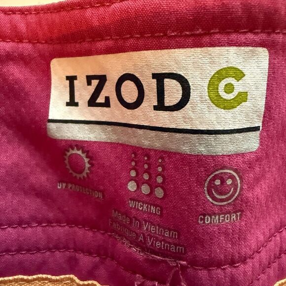 Izod Pink Bermuda Golf Shorts Size 14 Comfort Stretch Roll Tab UV Wicking - Picture 4 of 5